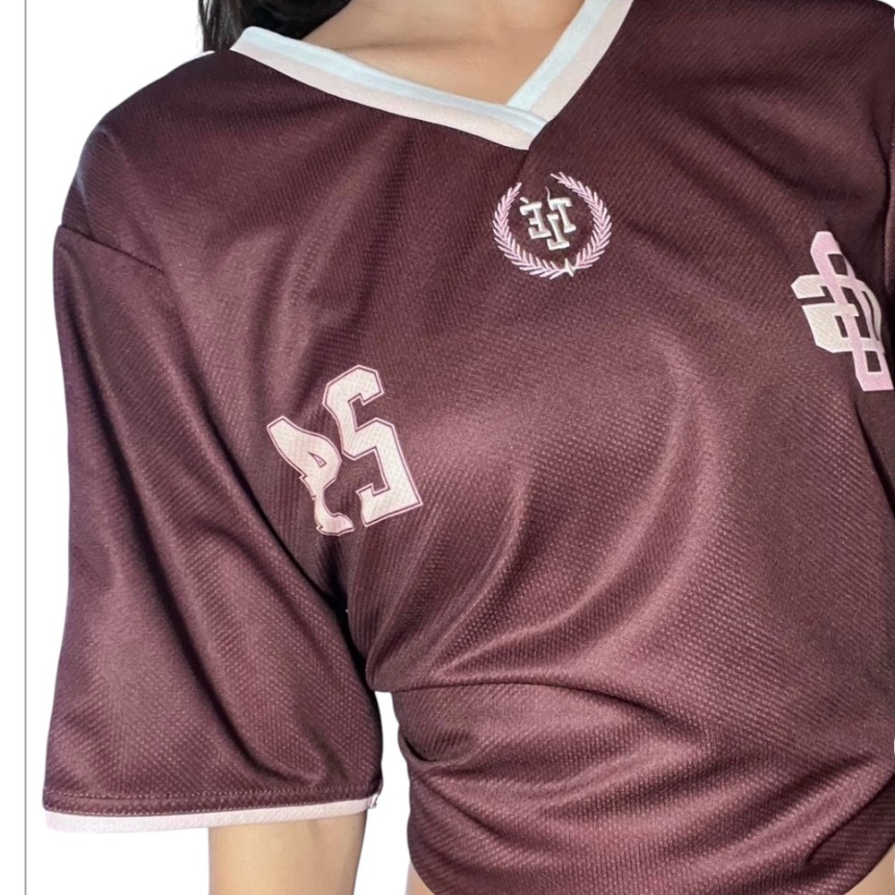 NWOT brownV-Neck Sports Jersey